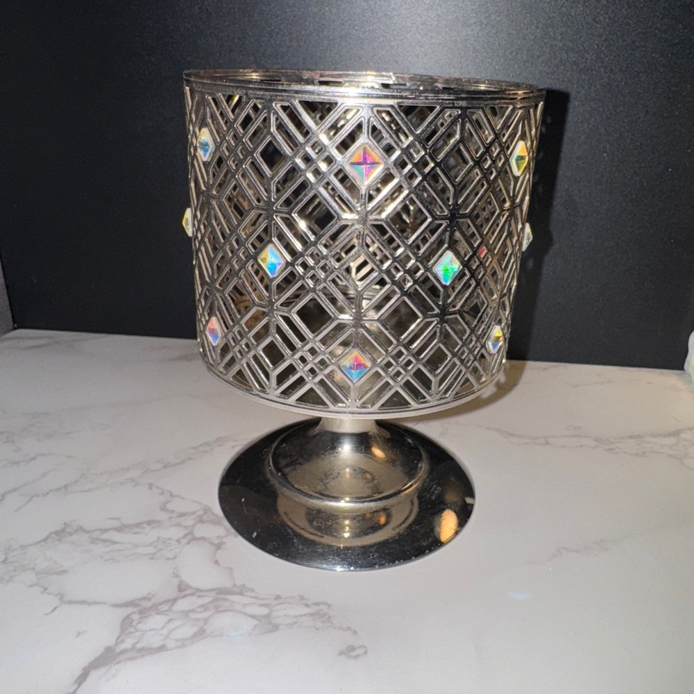 Silver Geometric Candle Holder